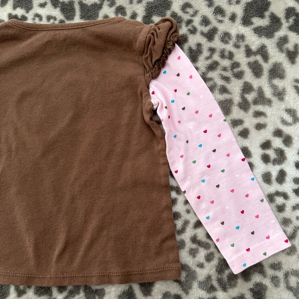 Jumping Beans Heart Graphic Long Sleeve Layered Look T-shirt in Brown Size 2T - Picture 13 of 15